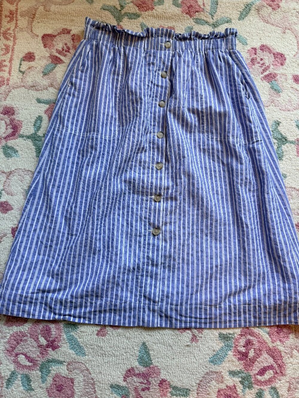 Madewell stripped midi-skirt with front buttons size L